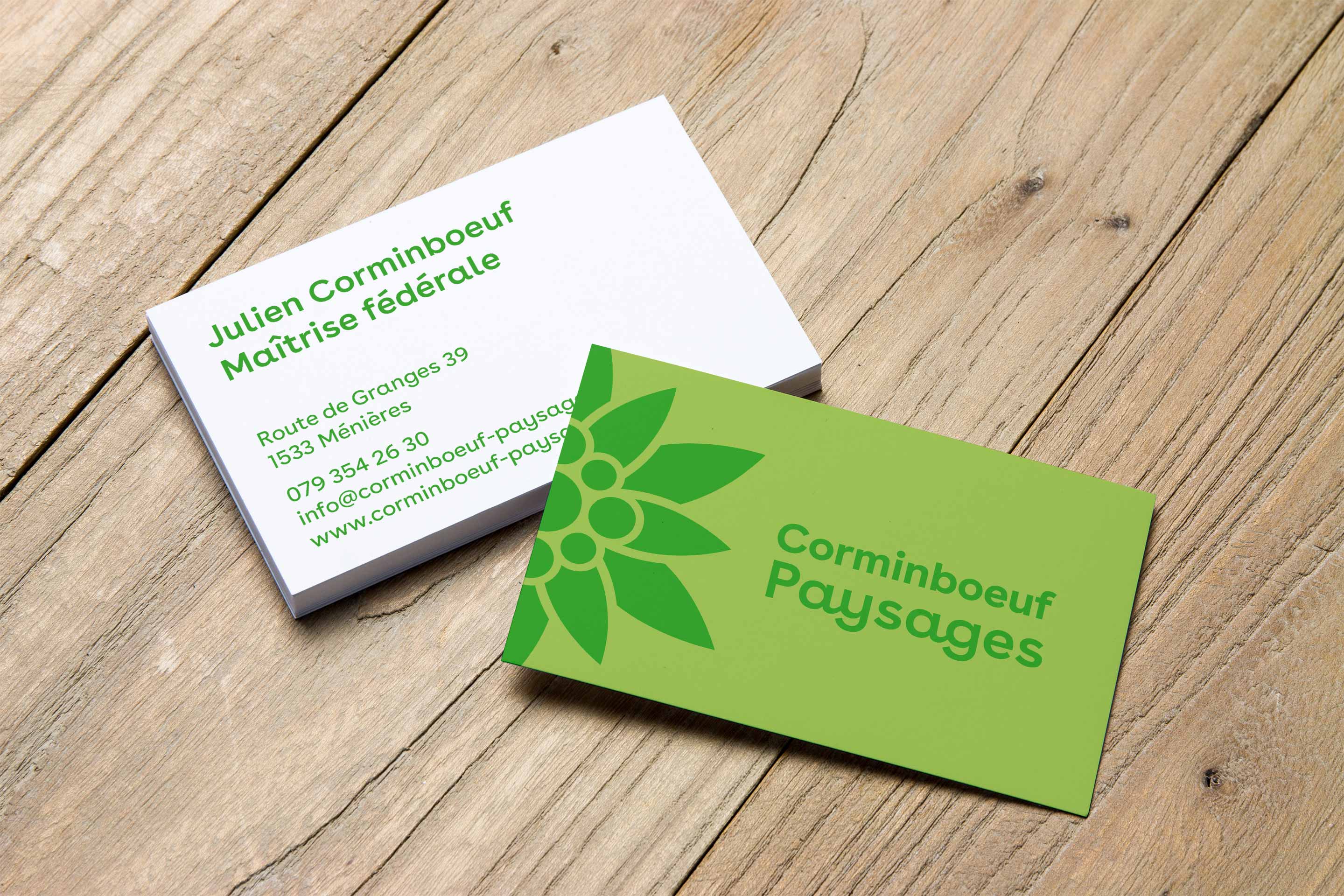 Carte de visite de Corminboeuf Paysages.